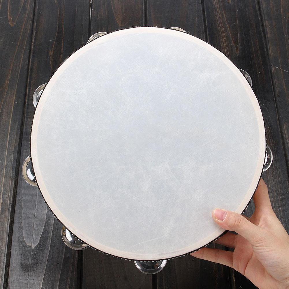 Description Picture 2 of item10 inches Faux Leather Head Drum Tambourine Party Musical Percussion Instrument