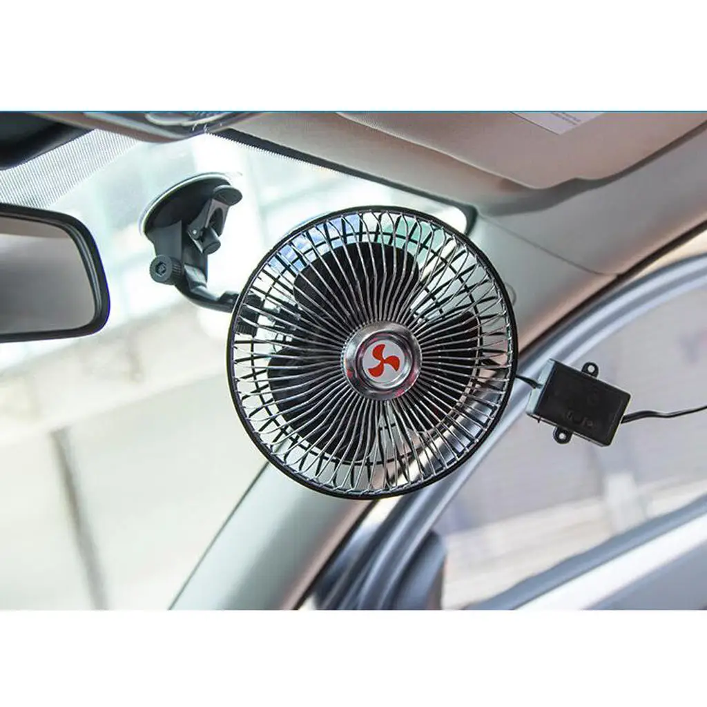 6`` 24V Car Vehicle Truck Windshield Electric Fan Cooling System Suction Cup -360 Adjustable