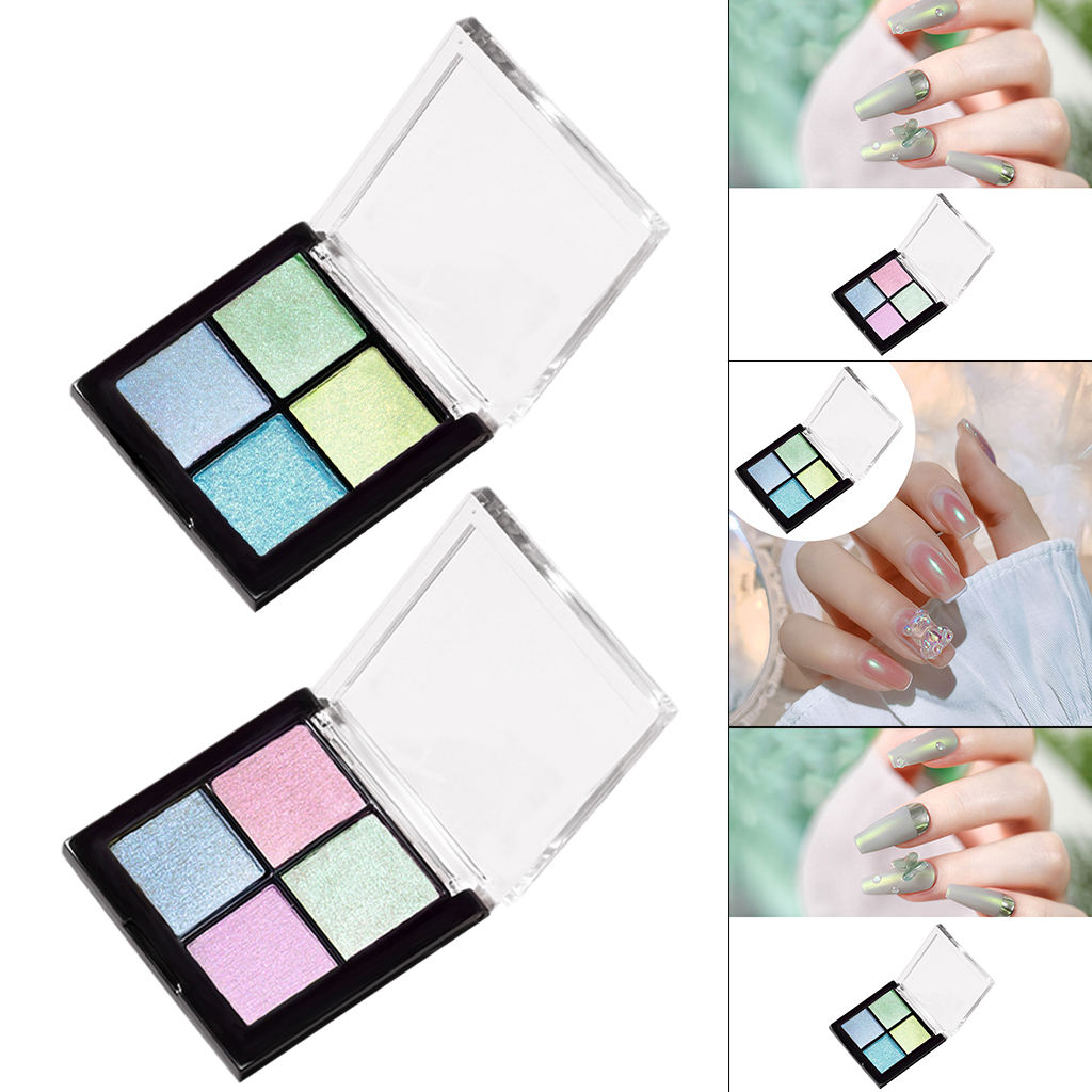 Pigment Nail Powder Pearl Pigment Art Decoration Iridescent Nail UV Gel Polish Pigment Shell Dust DIY Nail for Salon 4 Colors