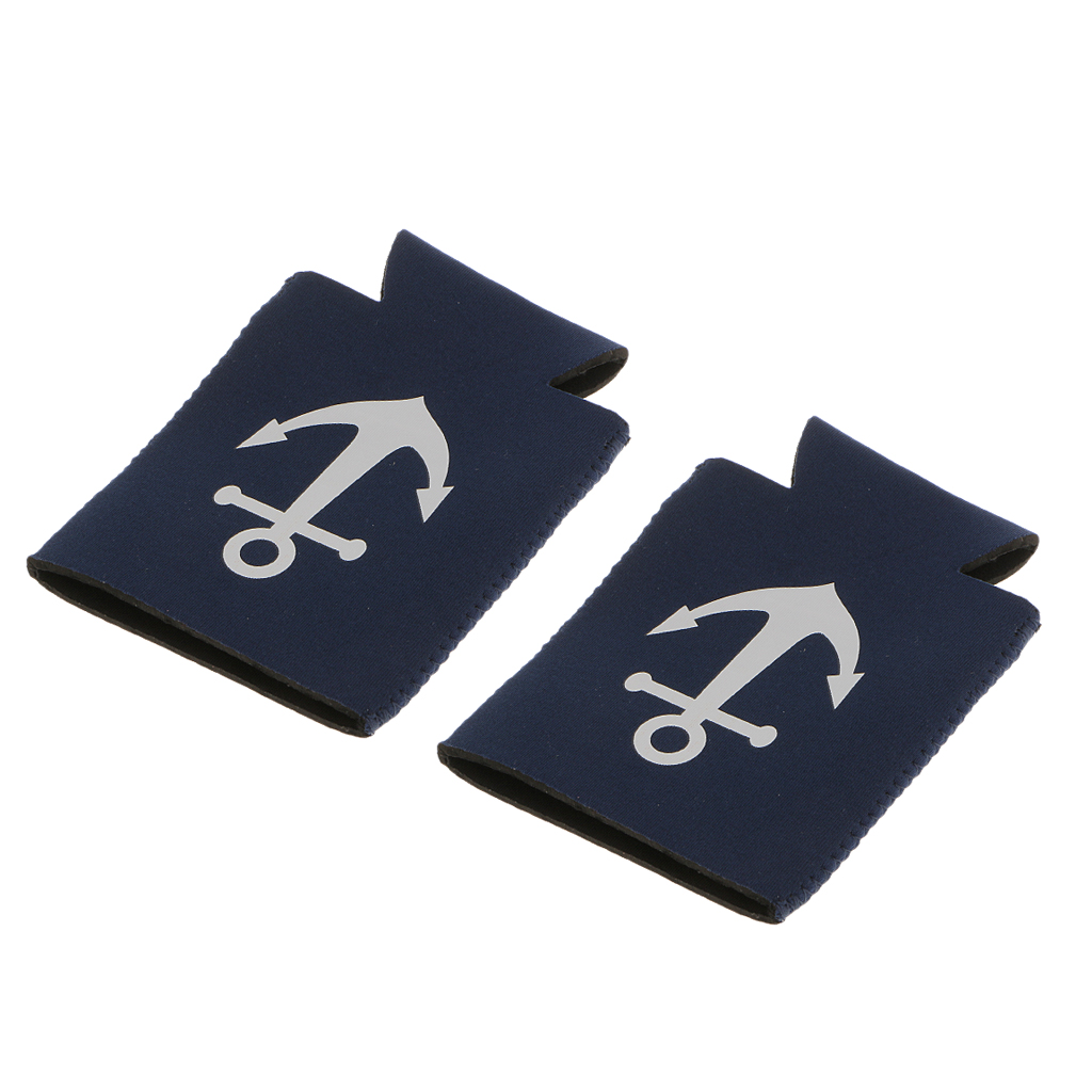 Pack of 2 Neoprene Nautical Anchor Stubby Soda Beer Can Chilling Holder Wrap Sleeve for hen stag party nautical theme party