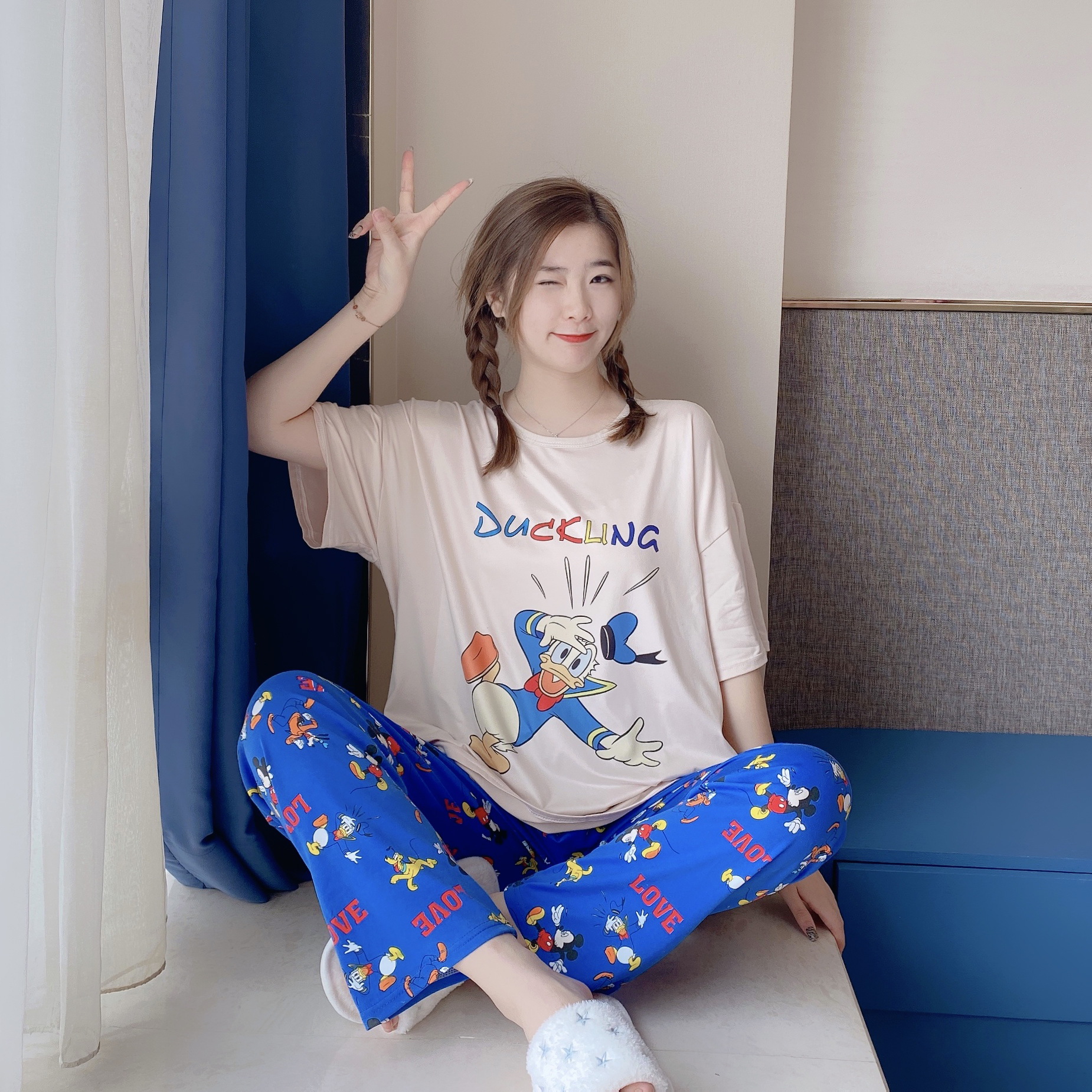Originais da Disney Minnie e Mickey Calças de Manga Curta de Verão para Casa Pijamas Winnie Pooh Dumbo The 5 Pijamas originais da disney, minnie e mickey,
