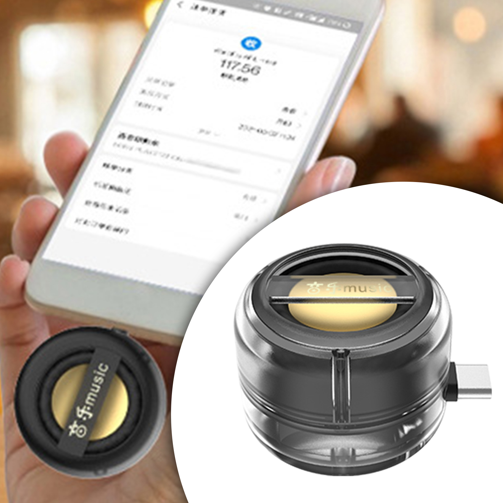 Type-C Mini Phone Speaker Portable Plug in Rechargeable Plug and Play w/ Clear Bass Speaker for Smartphone Compact