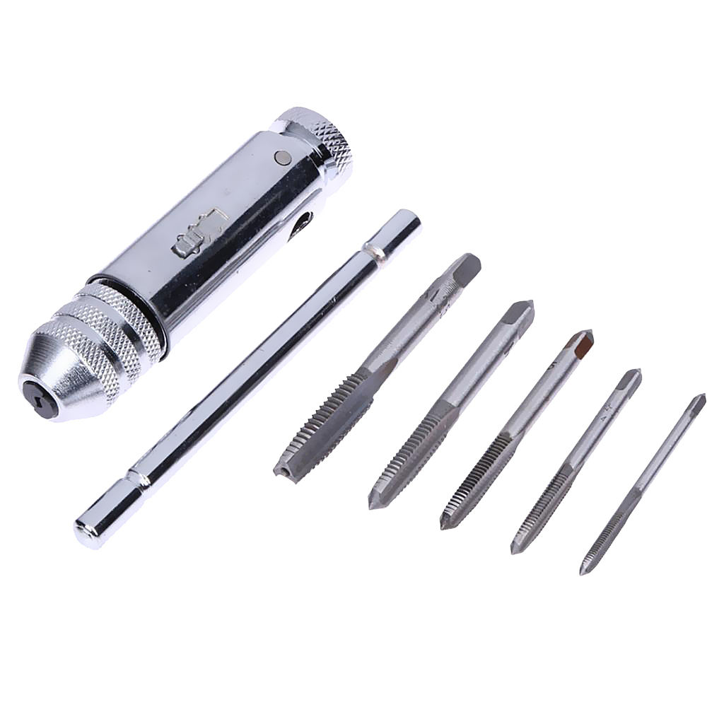 Adjustable T-Handle Ratchet Tap Wrench + M3 M4 M5 M6 M8 Screw Thread Taps