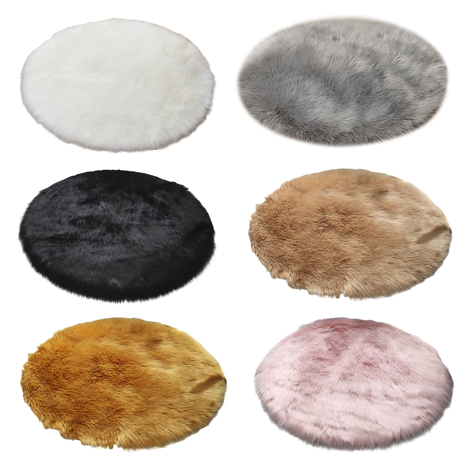 Area Rug, 12inch Diameter Round Shaggy Plush Decoration Carpet Mat for Kids Girls Room Princess Castle Floor Christmas Bedroom
