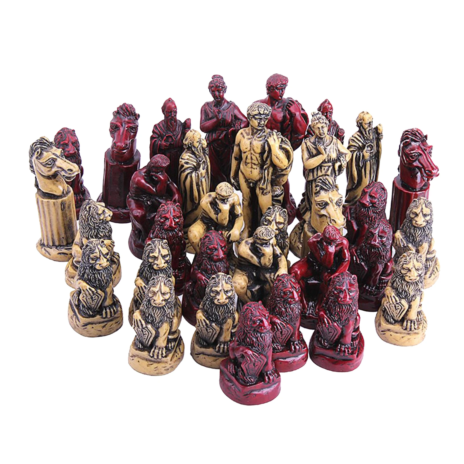 32pcs Chess Pieces, Antique Roman Checkers Chess Set Portable Game for Family, Gift for Kids Adult Friends, Chessmen Set