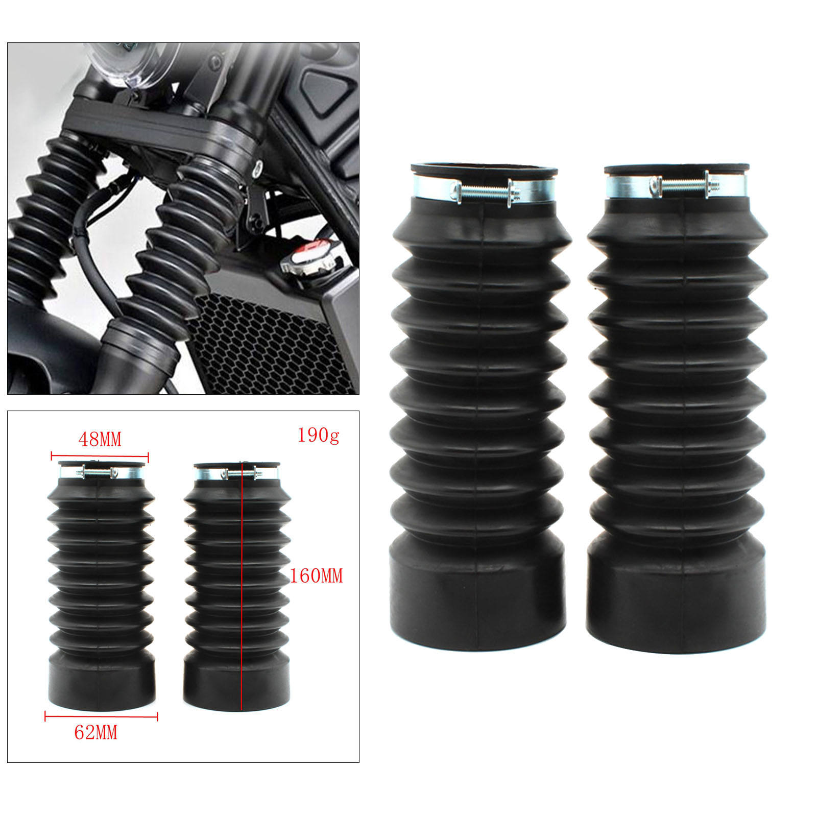 1Pair Motorcycle Rubber Front Fork Cover Dust Cover Gaiters Boots for Honda Rebel CMX500 CMX300 2017-2021