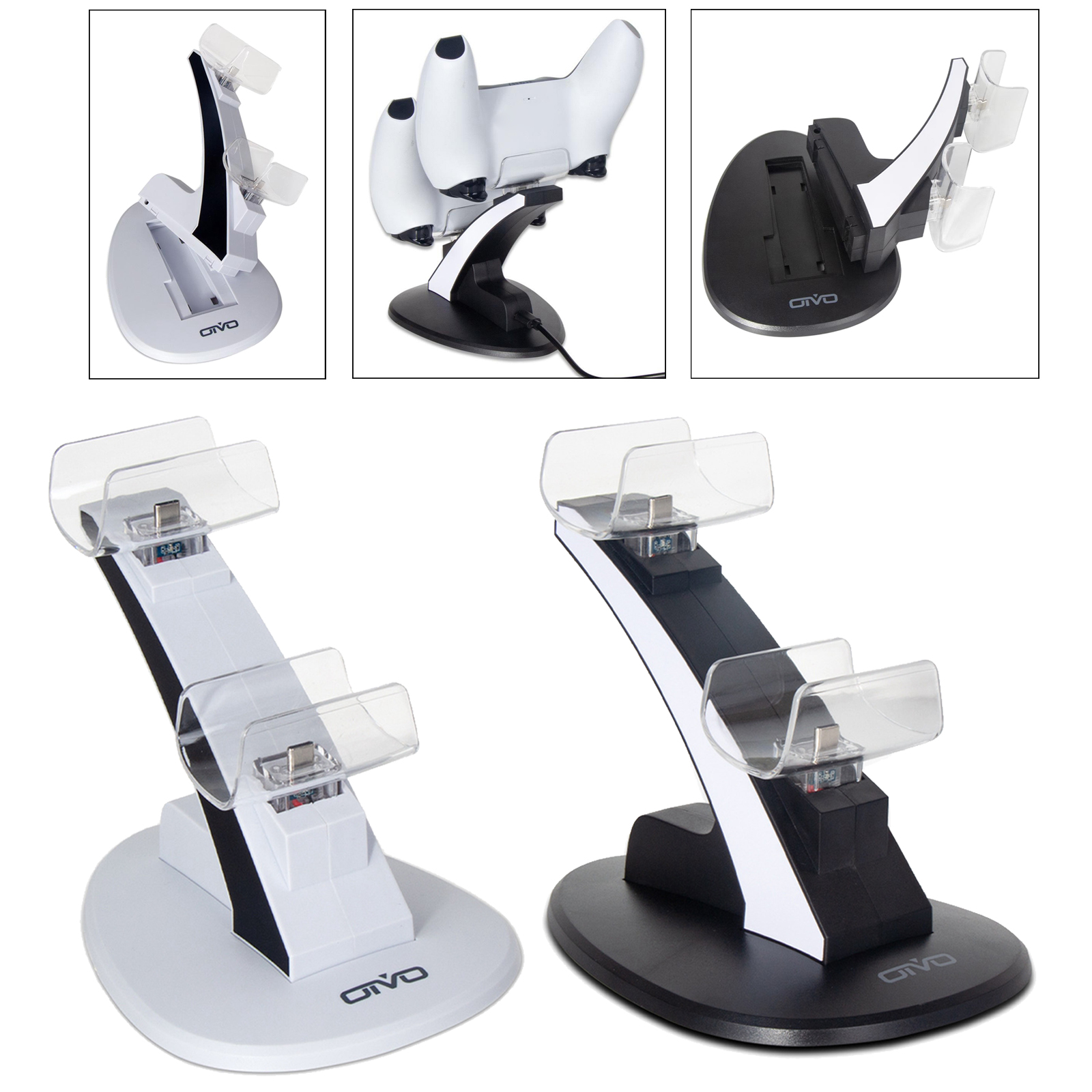 Portable Charging Station Charger Dock Dual Slot for  5 Controller Safe Overheat Protection,2-4 Hours Fast Charge