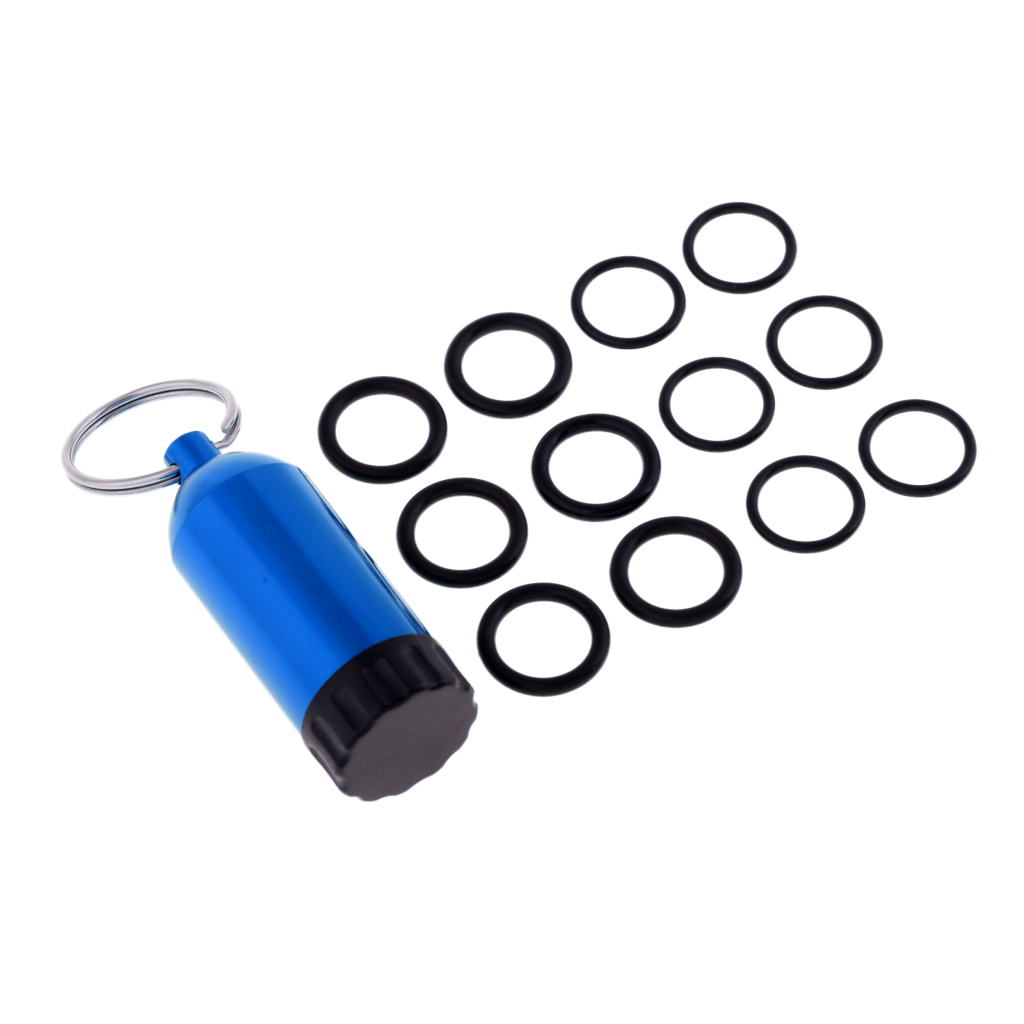 Functional Mini Aluminum Scuba Snorkeling Diving Tanks with 12 O Rings Brass Pick Dive Key Ring for Underwater Emergency Access
