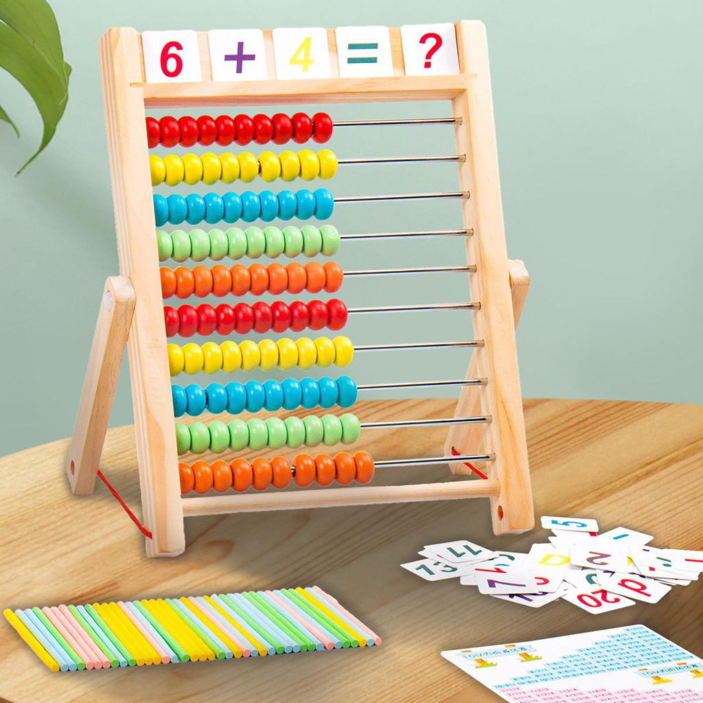 Wooden Abacus Calculating Beads Counting Number Baby Math Toy Wooden Abacus Small Numbers Counting Calculating Beads