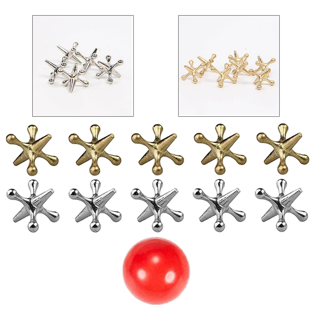 Jacks Game Metal Crosses Ball Knucklebones Fivestones Classic Board Game