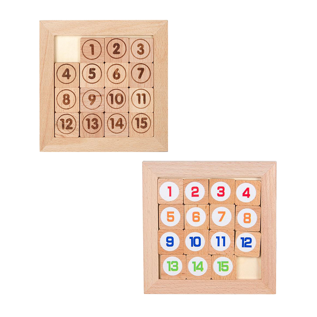 15 Sliding Tiles Puzzel Toy Handmade Klotski Aids Math Educational Game