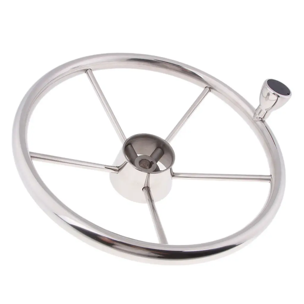 5 Spoke 3/4 Inch Shaft Steering Wheel, Heavy Duty Stainless Steel