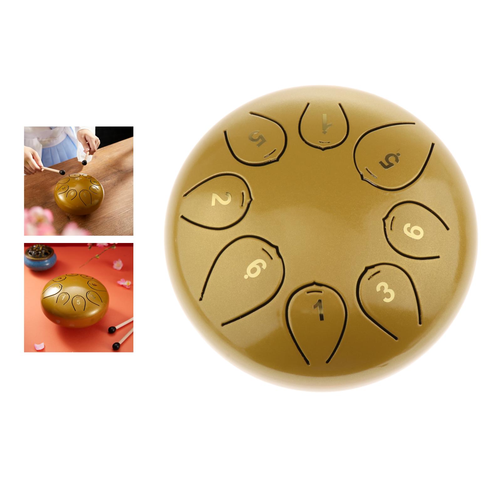 1pc Mini Alloy Steel Tongue Drum C Key Percussion Instrument Handpan Travel Bag Music Book Finger Sleeve Gift