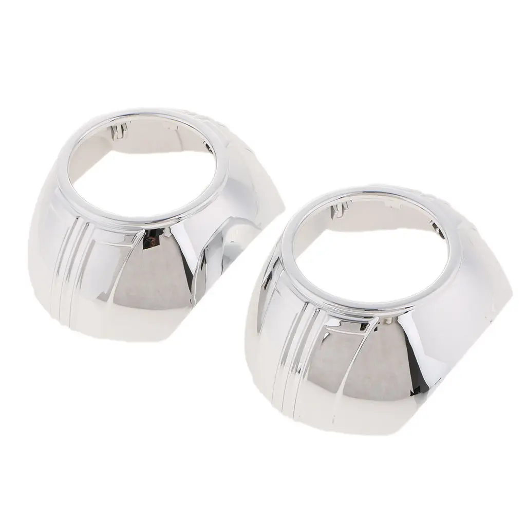 Pair 3`` LED Projector Chrome Shroud Cover Mask HID Lens For Ford S-MAX
