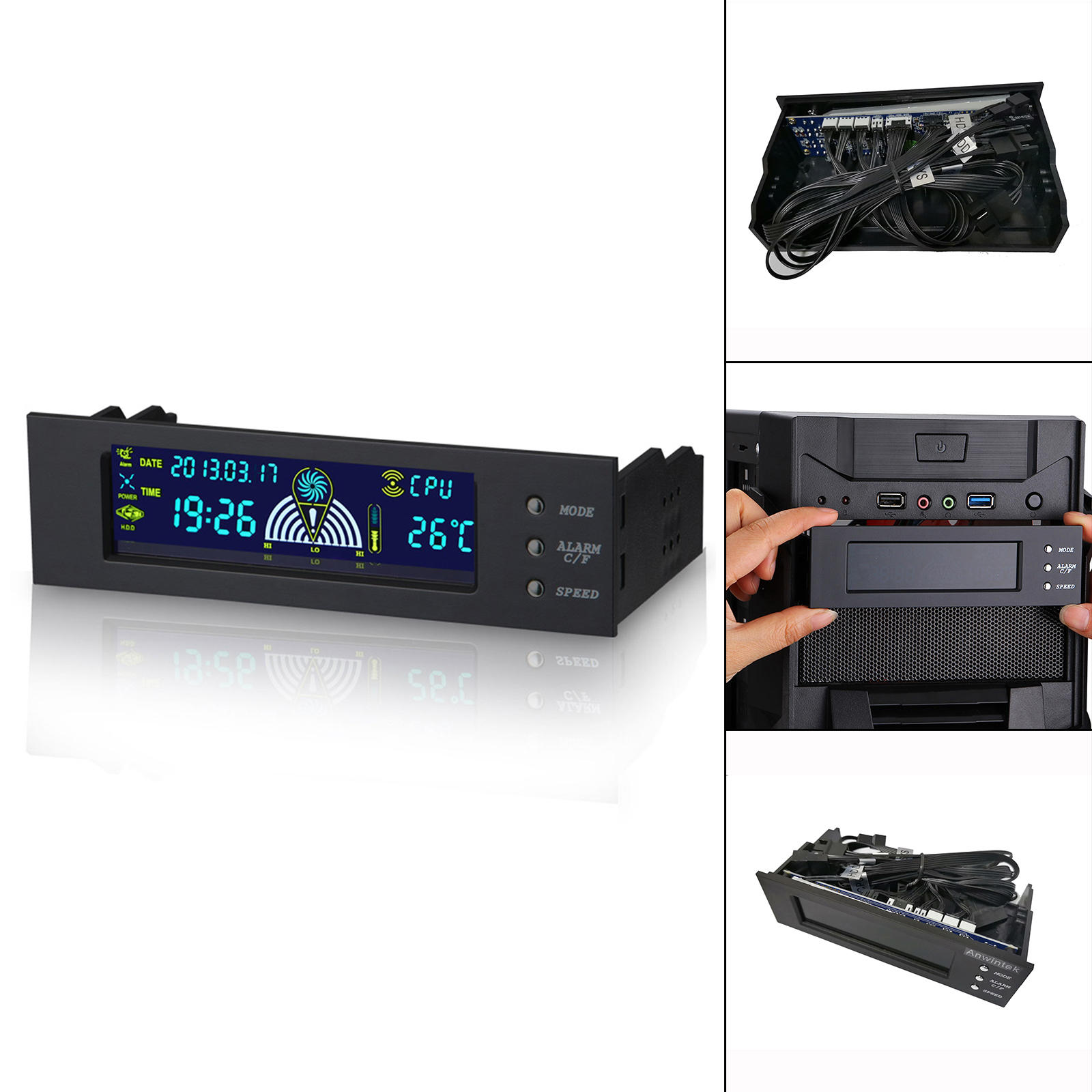Computer Temperature Display Screen 5.25” External Expansion LCD Screen for Women