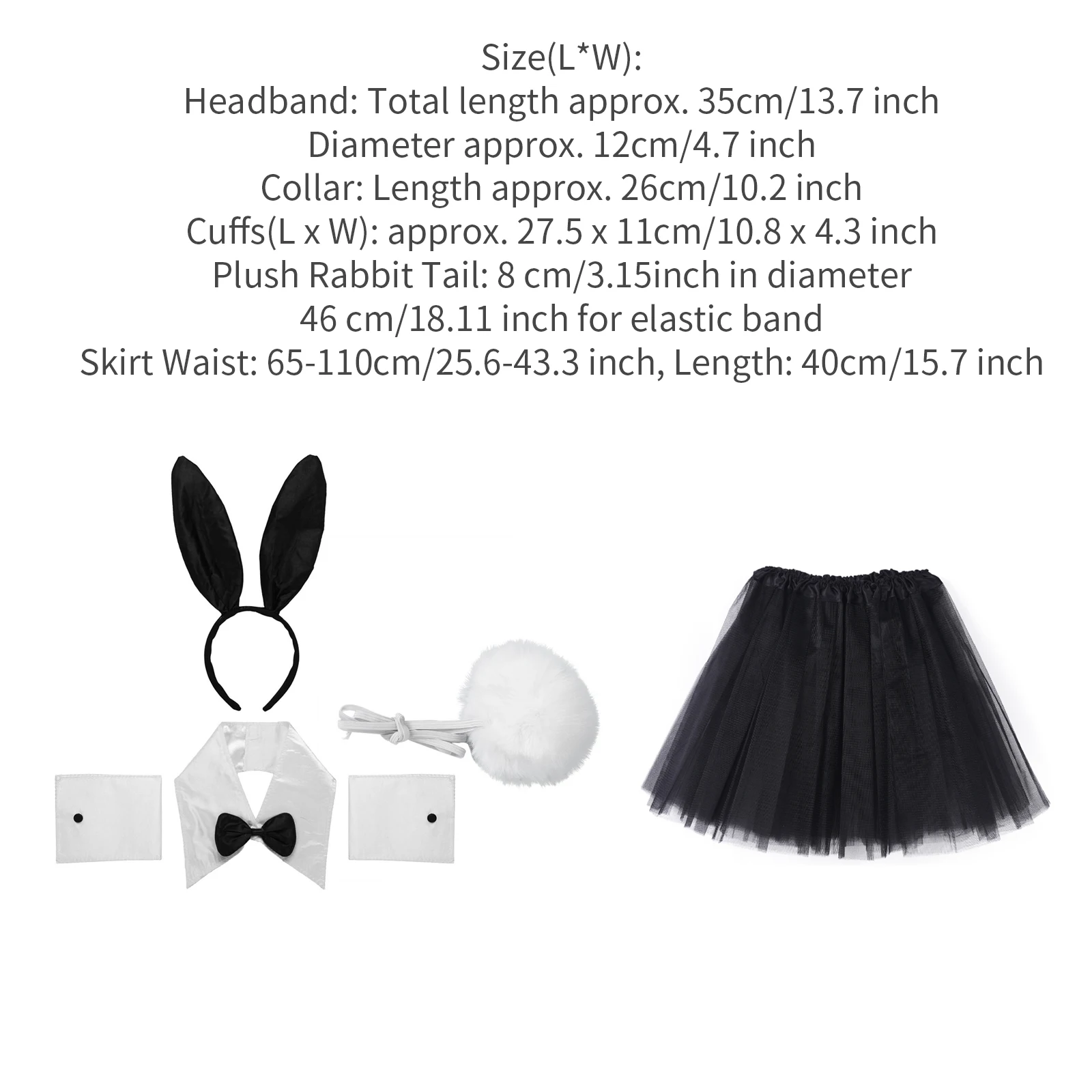anime outfits Women Bunny Costume Accessory Set Sexy Role Play Outfits Rabbit Ear Headband Collar Bow Tie Cuffs Tail Skirt for Halloween Party ninja costume women