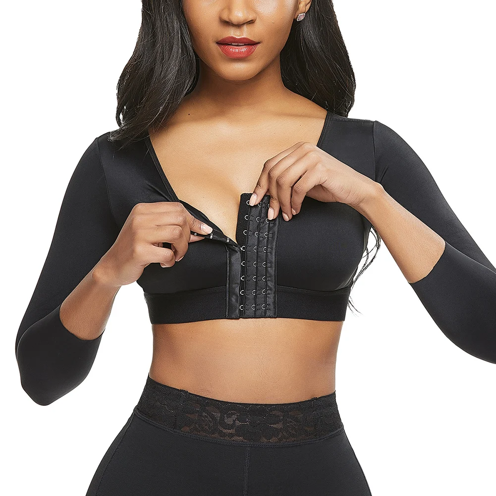 full body shaper 2021 New Women Corset Tops Shapers Underwear Solid Color Long Sleeve Front Entry Push-Up Sports Bra with Chest Pad Shapewear target shapewear