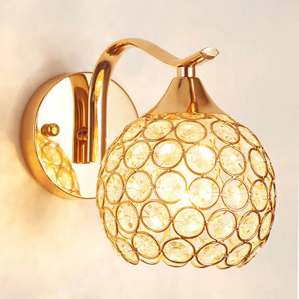 Modern Wall Light Decoration Lamp Fixture Crystal Indoor Gold E27 Socket Chic Sconce for Hallway Reading Stairs Corridor Bedside