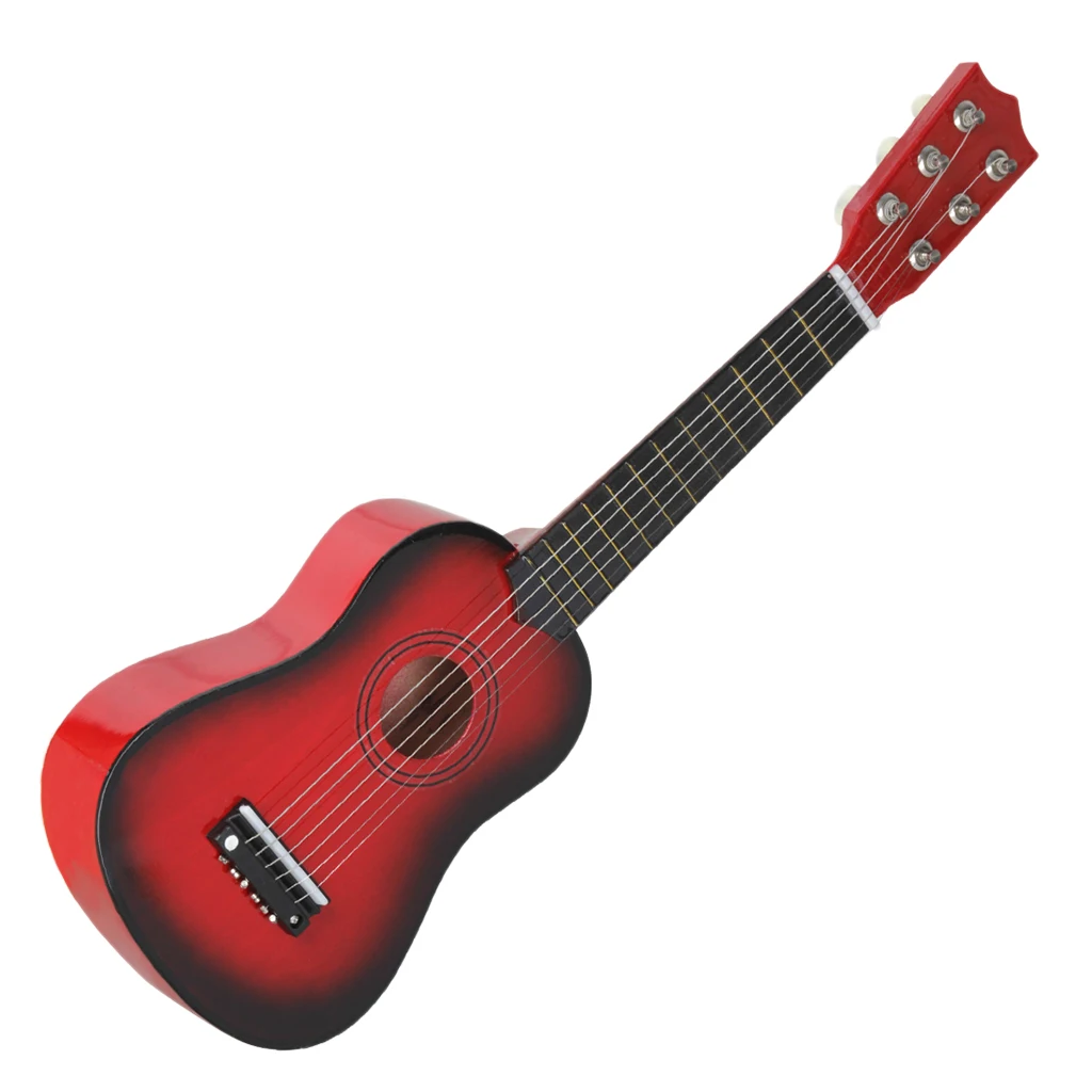 1 Set 21'' 6 Strings Acoustic Guitar Mini String Instrument Kids Toys Gift