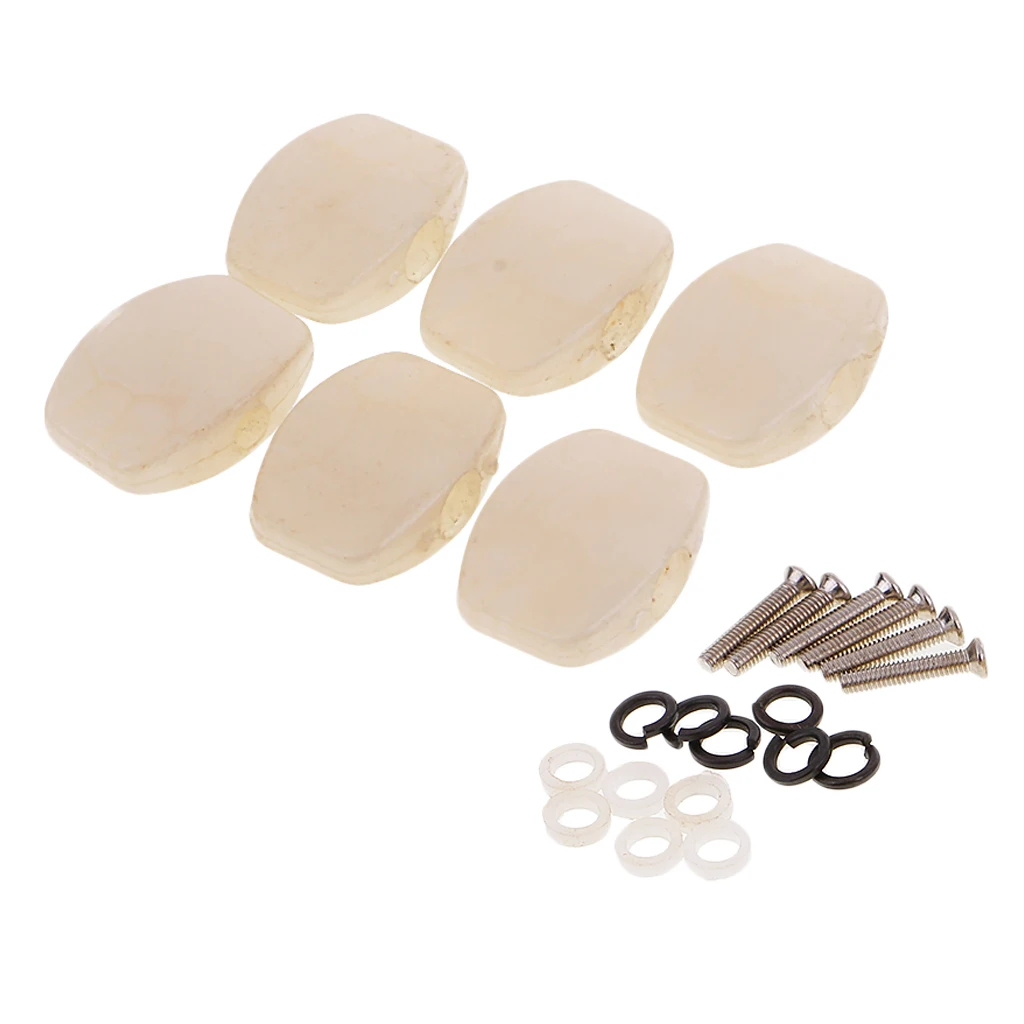 6 Pieces White Pearl Guitar Tuning Pegs Keys Tuners Machine Heads
