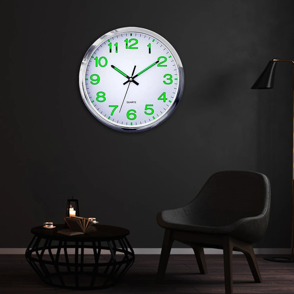 Luminous Wall Clock 12Inch Digital Number Glow in Dark Clocks Office Bedroom