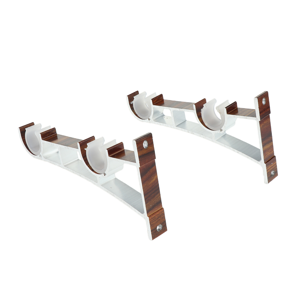2 Pieces/ 1 Pair Aluminum Alloy Double Window Curtain Rod Bracket Holder Ceiling Mounted for Diameter 2.8cm Rod