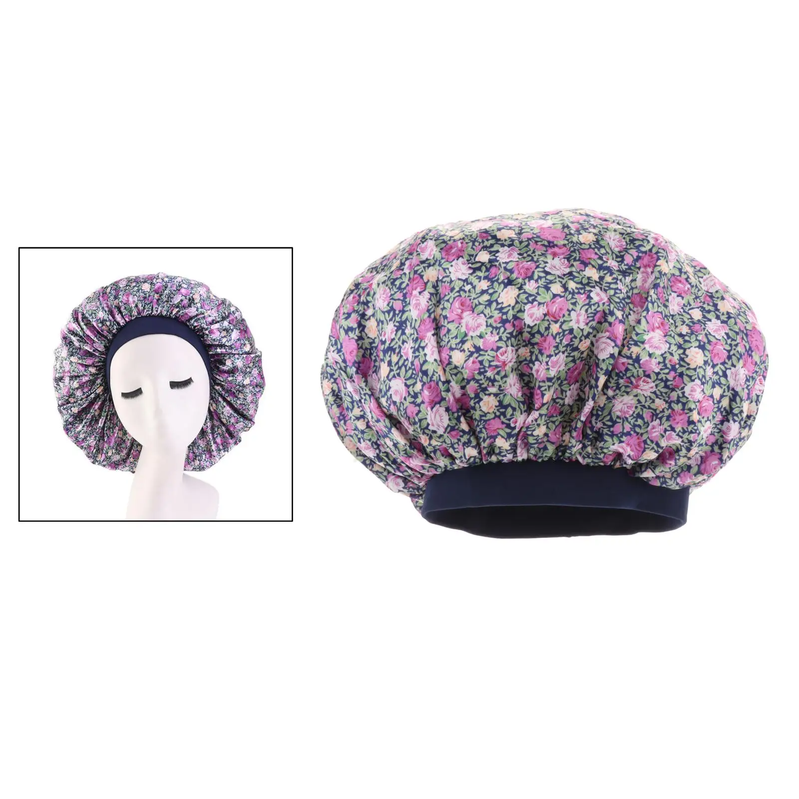Jumbo Size Satin Bonnet Sleep Cap With Premium Elastic Band For Women Solid Color Head Wrap Brimmed Nightcap Night Hat
