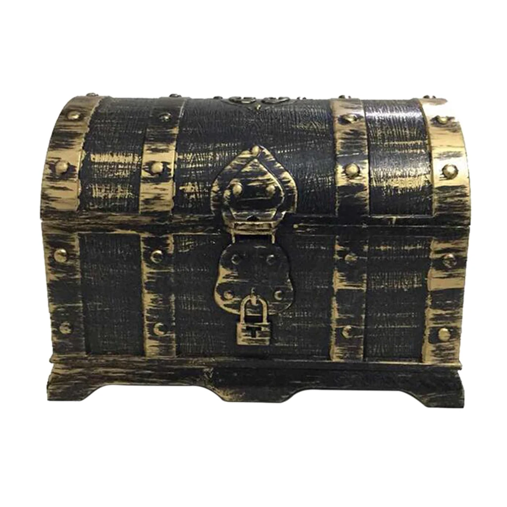 Kids Pirate Treasure Chest Toy Box Antique Color With lock for Party Favors Props Decoration/Kids Storage Treasure Chest