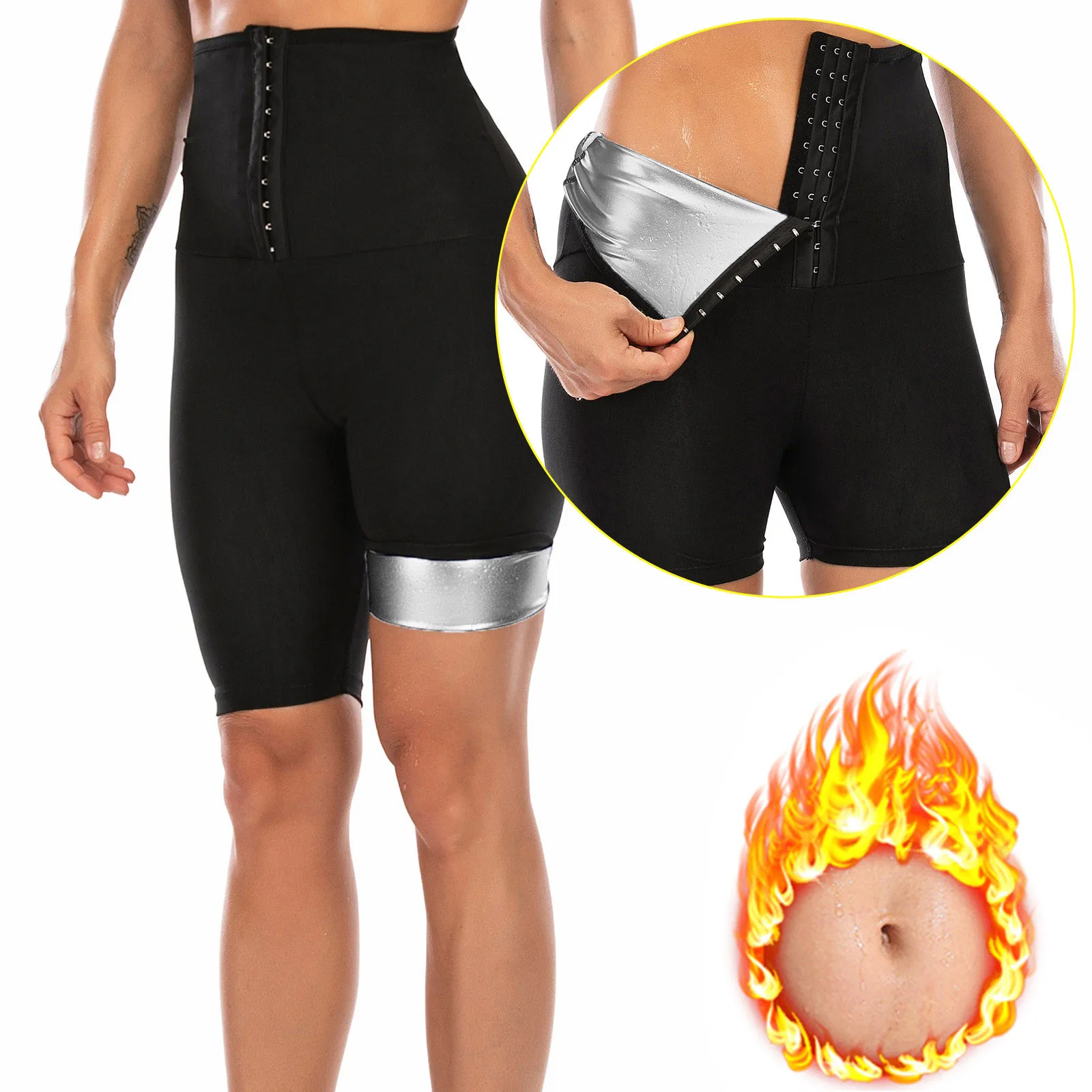 High Waist Body Shaper Sweat Sauna Pants Sauna Tops Thermo Slimming Vest Fitness Control Waist Trainer Slimming Shapewear Women skims shapewear