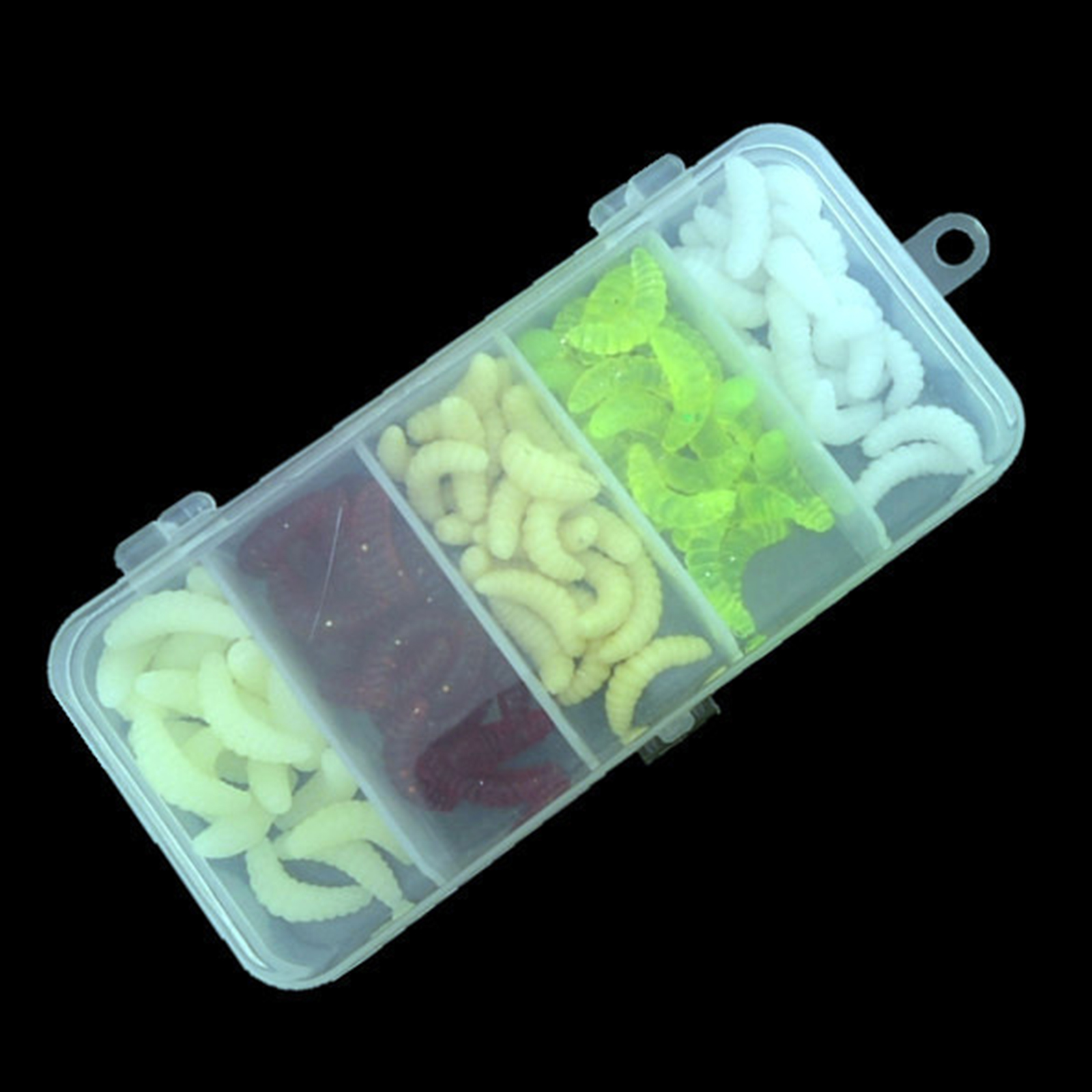 100x Soft Fishing Lures 2.4cm 1inch Larva Worm Swimbaits Trout Baits Tools