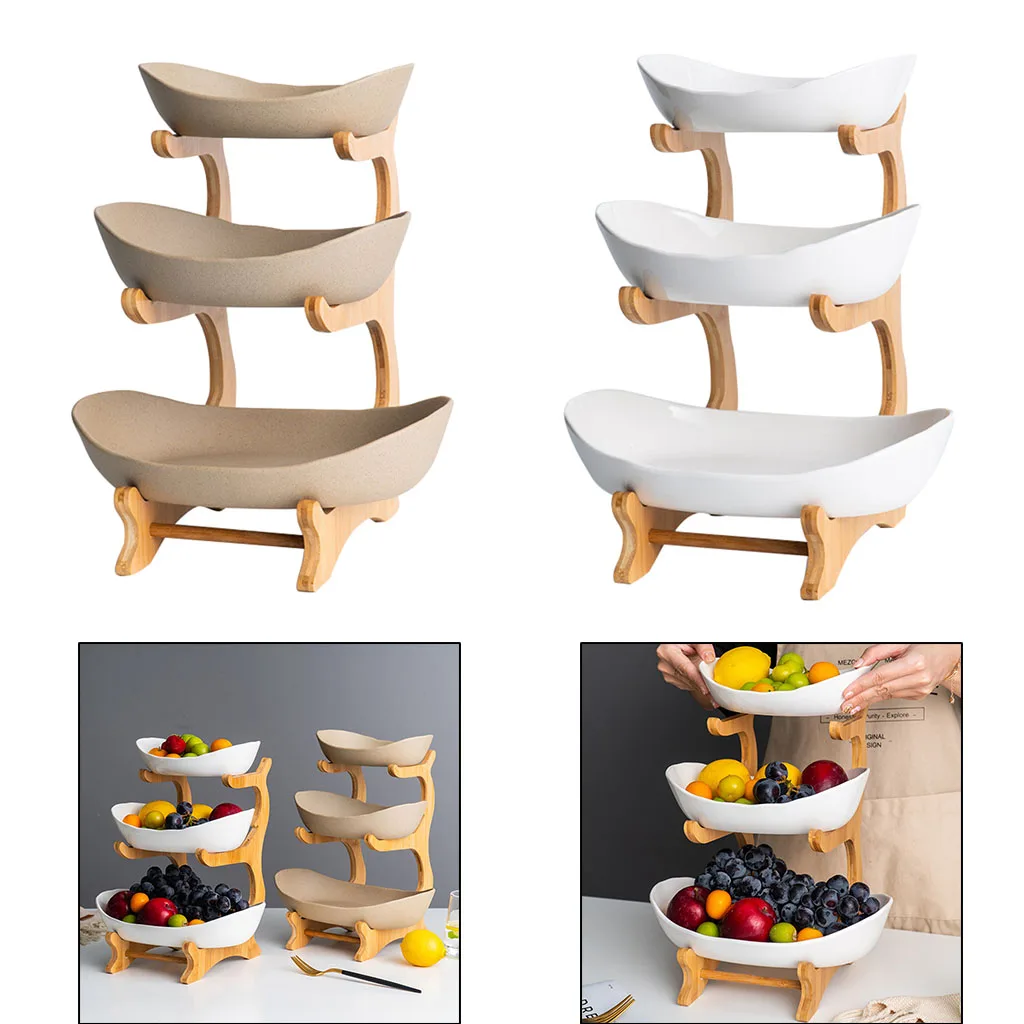 3 Tiers Fruit Basket Snack Cookies Serving Bowls Dish Kitchen Food Organizer