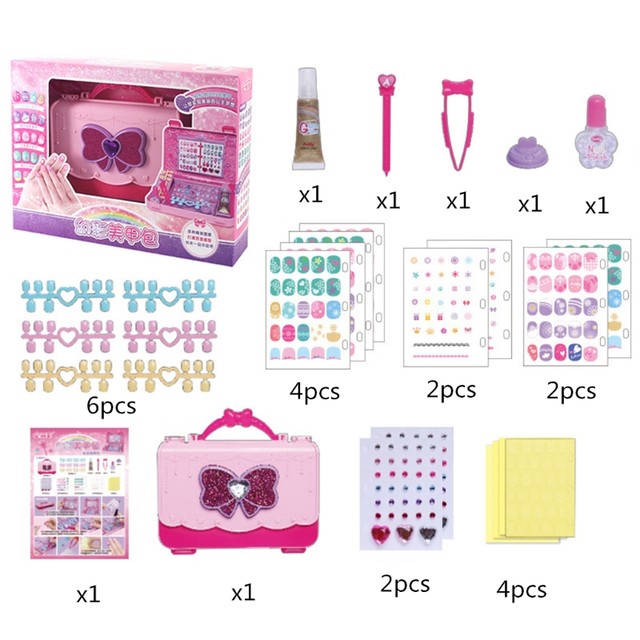 Q0KB 280pcs Dreamy Nail Art Sets Nail Art Toys Girls Gifts Pretend Play  Safe No Toxic For 4 5 6 7 8 Years Old Girl