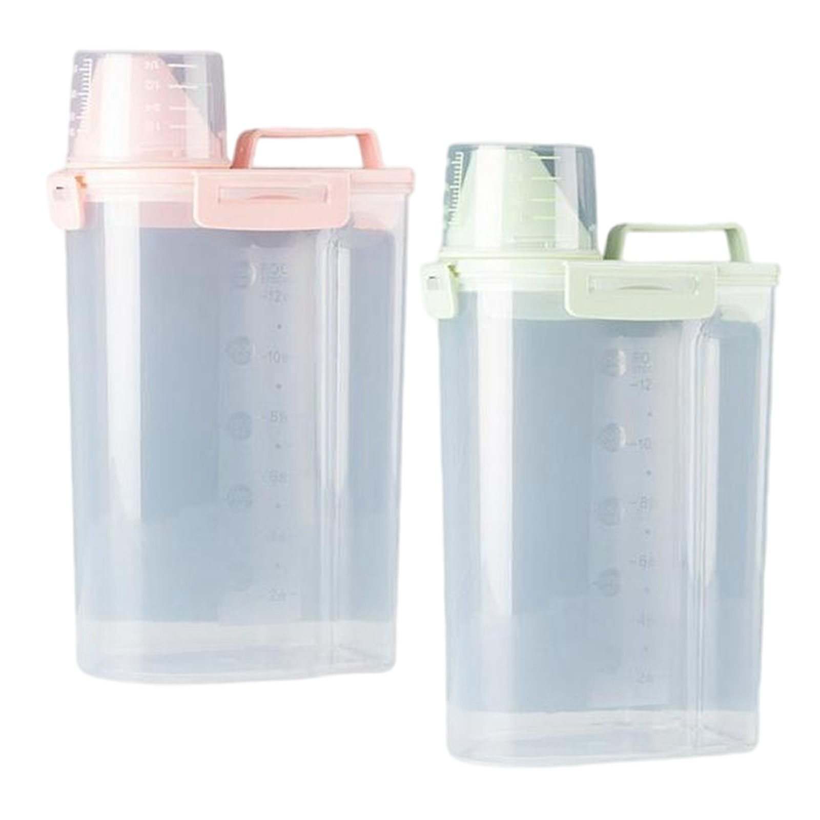 2x Pet Food Container Grain Food Container Barrels with Measuring Cup for