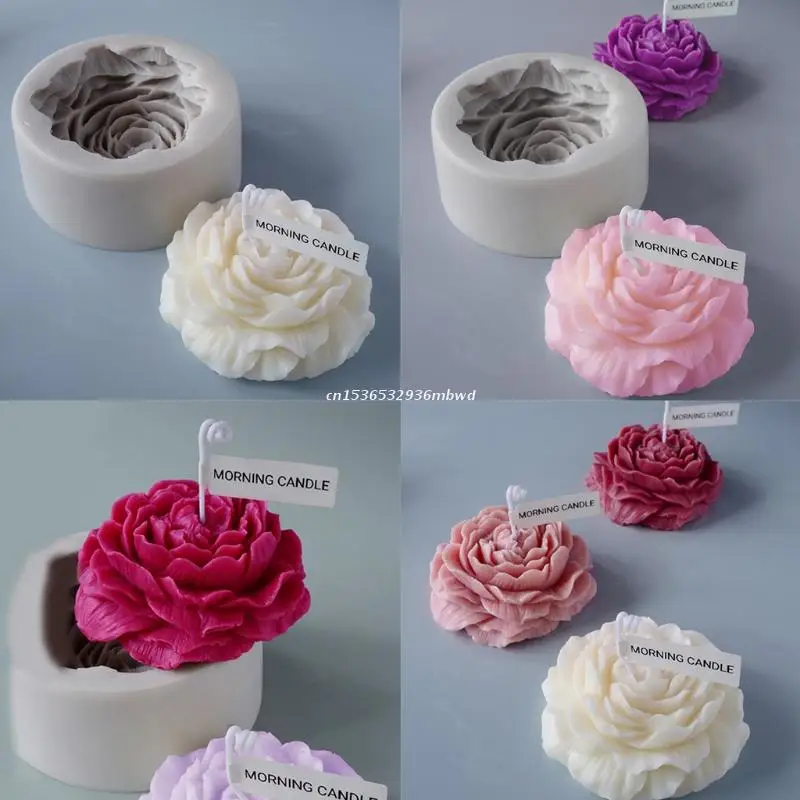 3D Silicone Candle Mold Peony Flower Handmade Soap AromatherapyLarge Plaster 
