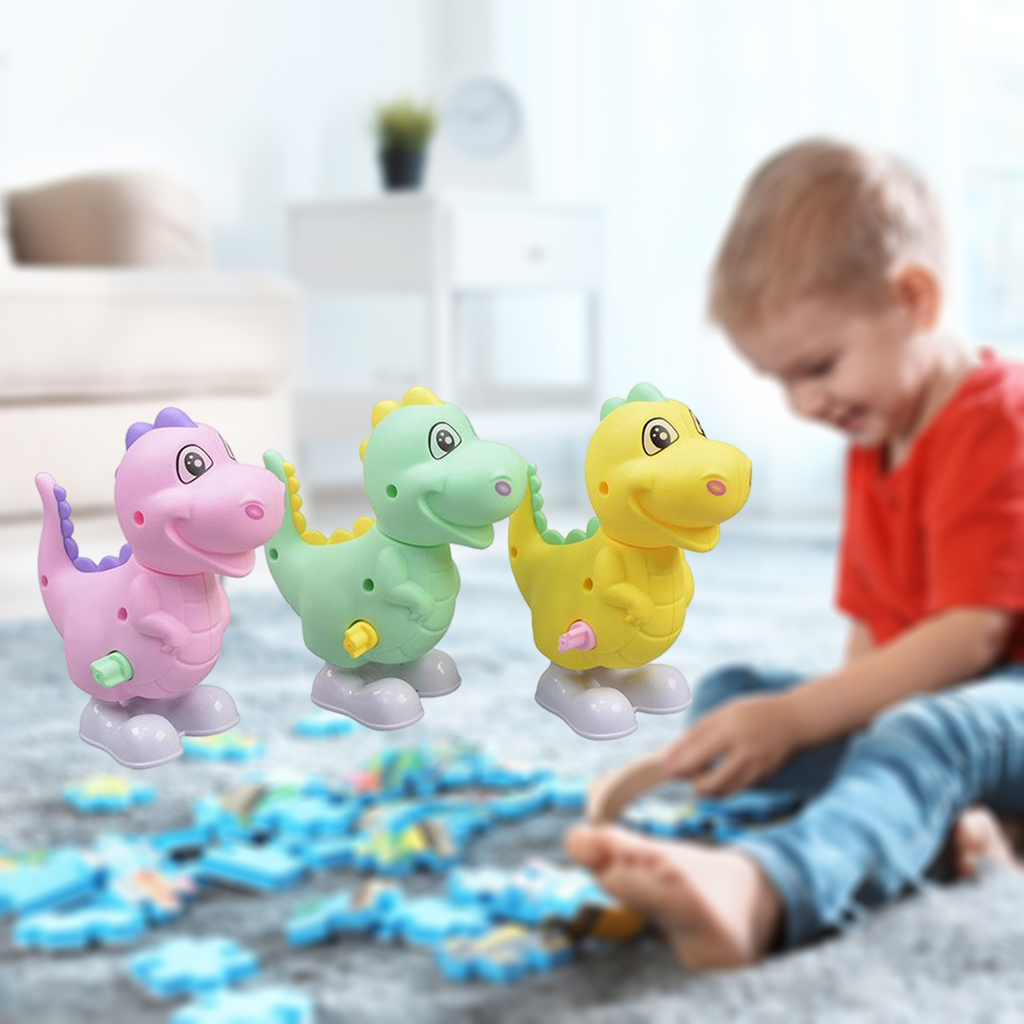 3 Pieces Wind Up Dinosaur Toys Mini Educational Toy for Toddler Birthday