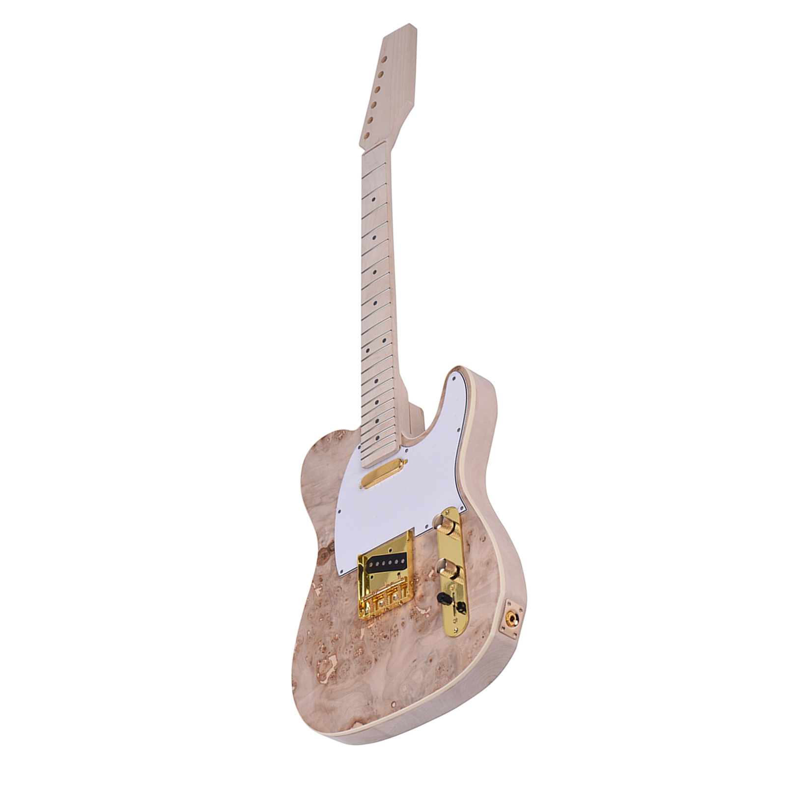 Unfinished Electric Guitar Kits 6 Strings Burl Surface DIY Electric Bass Kits Luthier Guitar Lover Gift