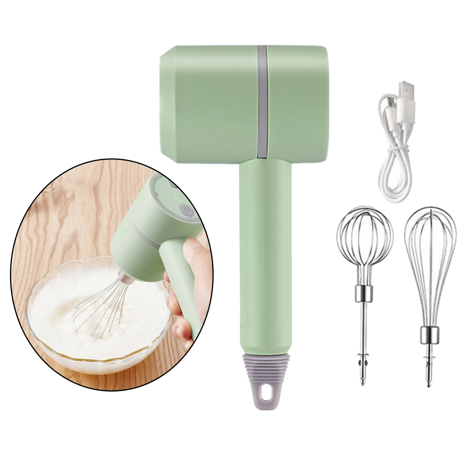 Electric Hand Mixer USB Hand Blender Lightweight Egg Whisk Dough Blender Milk Frother Plastic Body