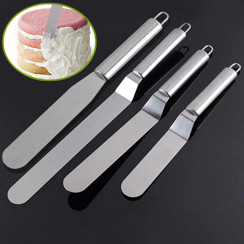 Manteiga de Aço Inoxidável Bolo Creme Lâmina Espátula Curva Reta Gelo Geada Espalhador Fondant Pastelaria Ferramenta Mc889 1 Cheap Ferram. atividade ar livre