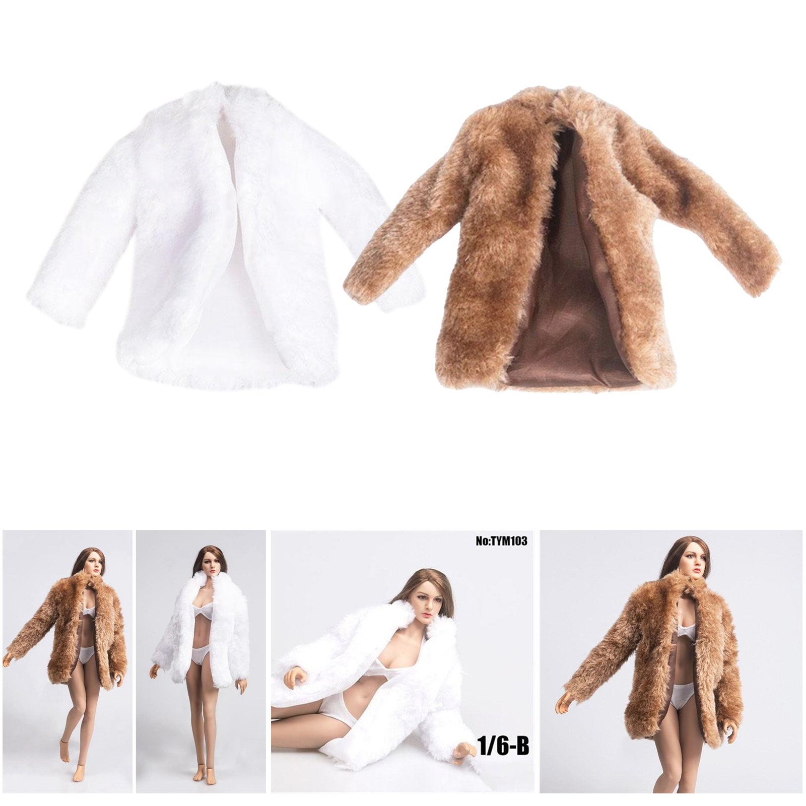 1:6 Fur Coat Clothes for BBI/DML/DID/TTL/Enterbay//TC Dragon Female Action Figure Dress-Up Accessories