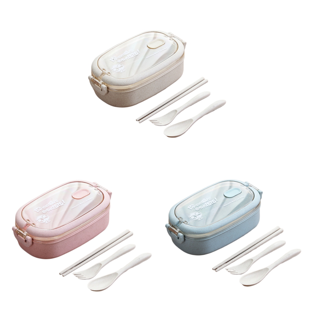 Wheat Straw Bento Lunch Box Microwave Food Container with 304 Steel Tank