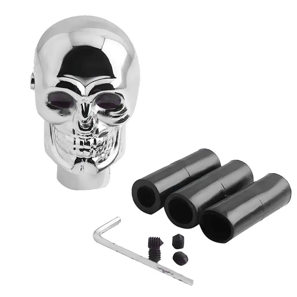 Aluminum Alloy 3D Skull Head Red Eye LED Car Manual Gear Shift Knob Lever