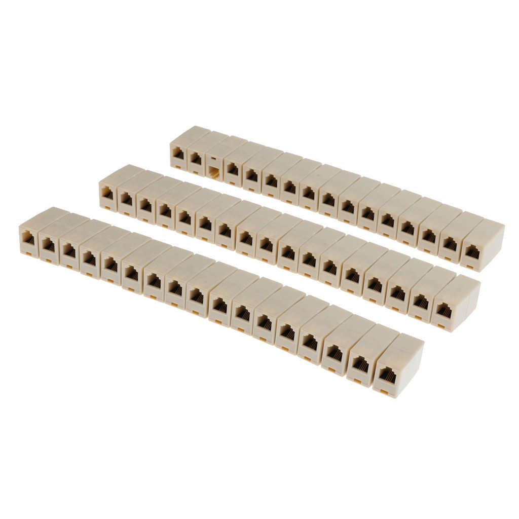  6-Pin Modular Straight-Through Inline Coupler for Phone Cable (50 Pack)