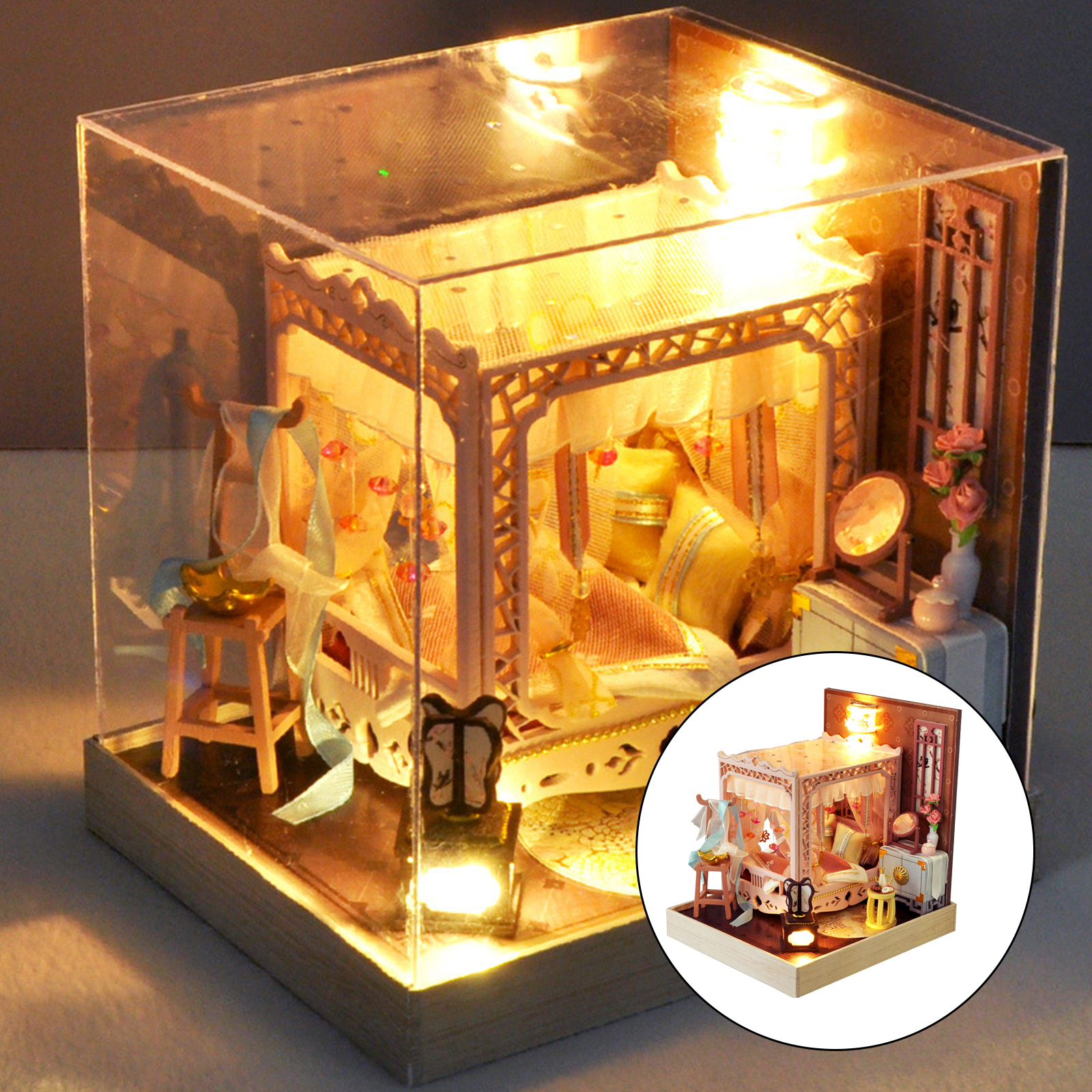 DIY Wooden Miniature Dollhouse Kids Home Toys Doll Houses Miniature
