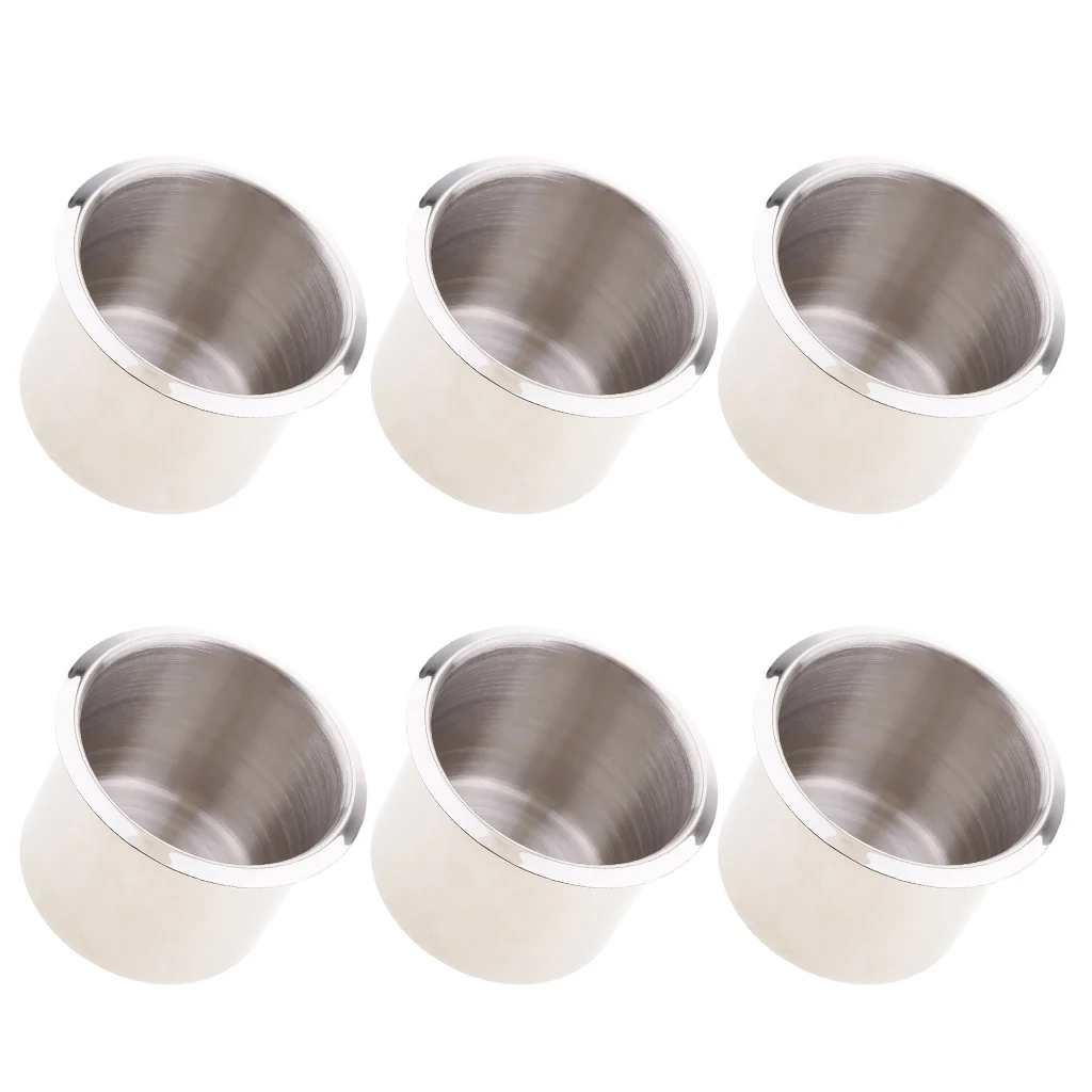 6 Packs Stainless Steel Cup Drink Holder for Marine Boat Rv Camper Table