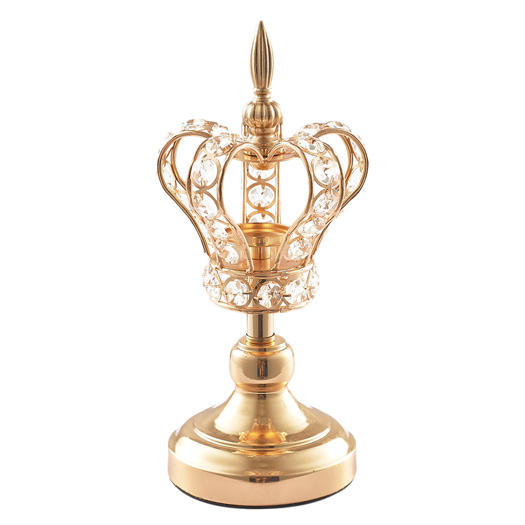 Candlestick Gold Crown Candle Holder Elegant Wedding Centrepiece High Stand