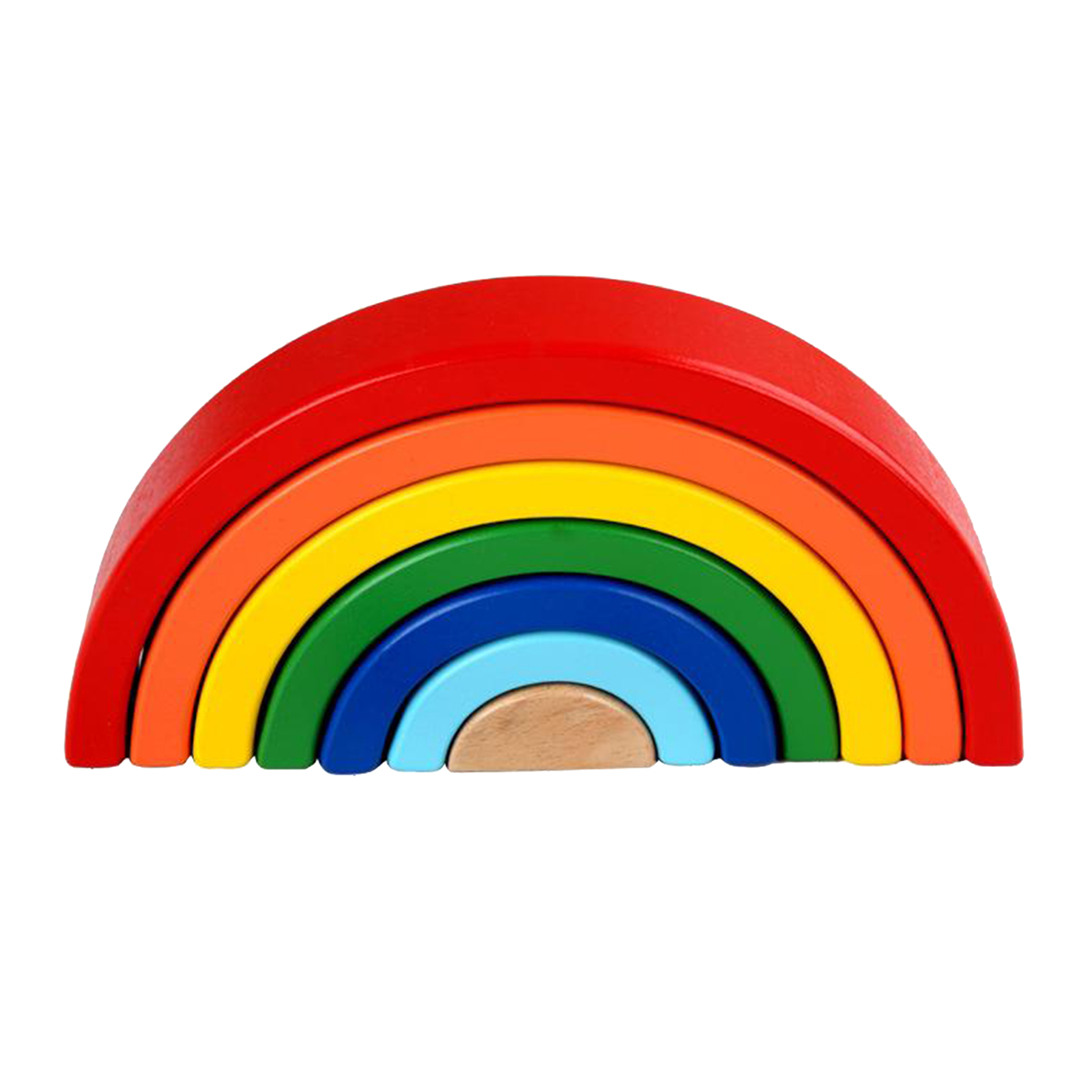 Rainbow Stacking Toys Wood Stacker Colorful Building Blocks Nesting Puzzles Set