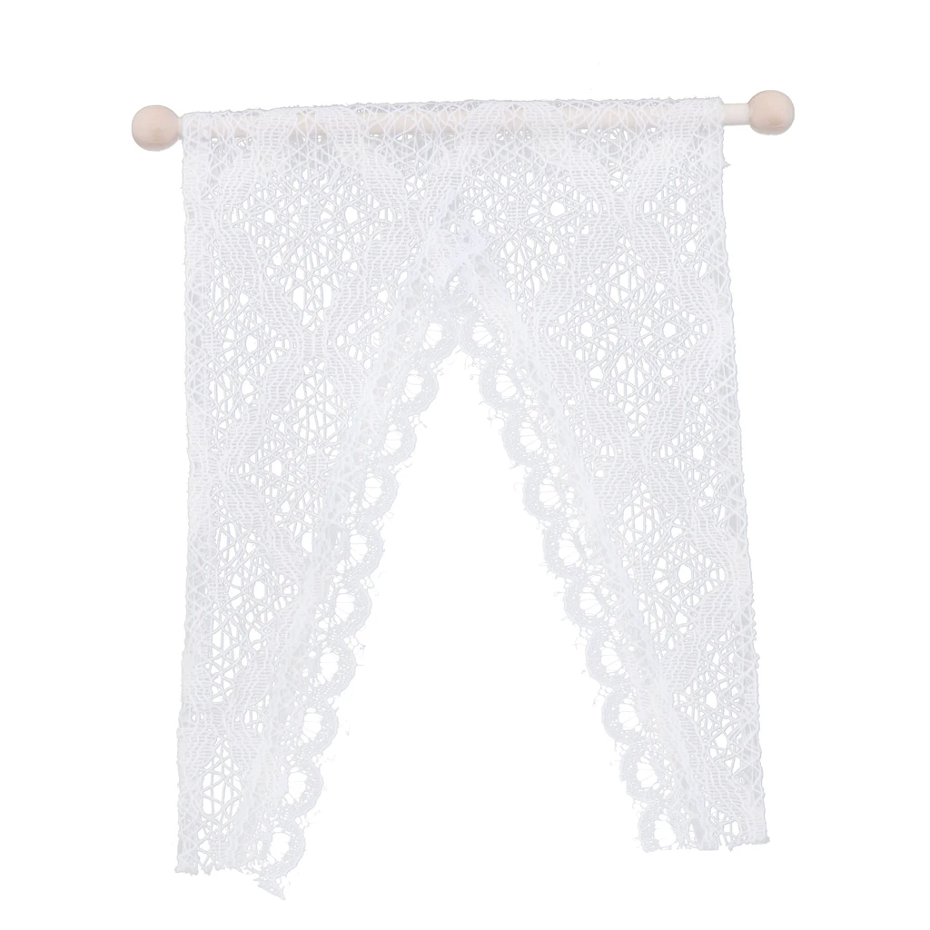 New Style And Beautifully Kids Toy Miniature Lace Curtain with Wooden Rod for