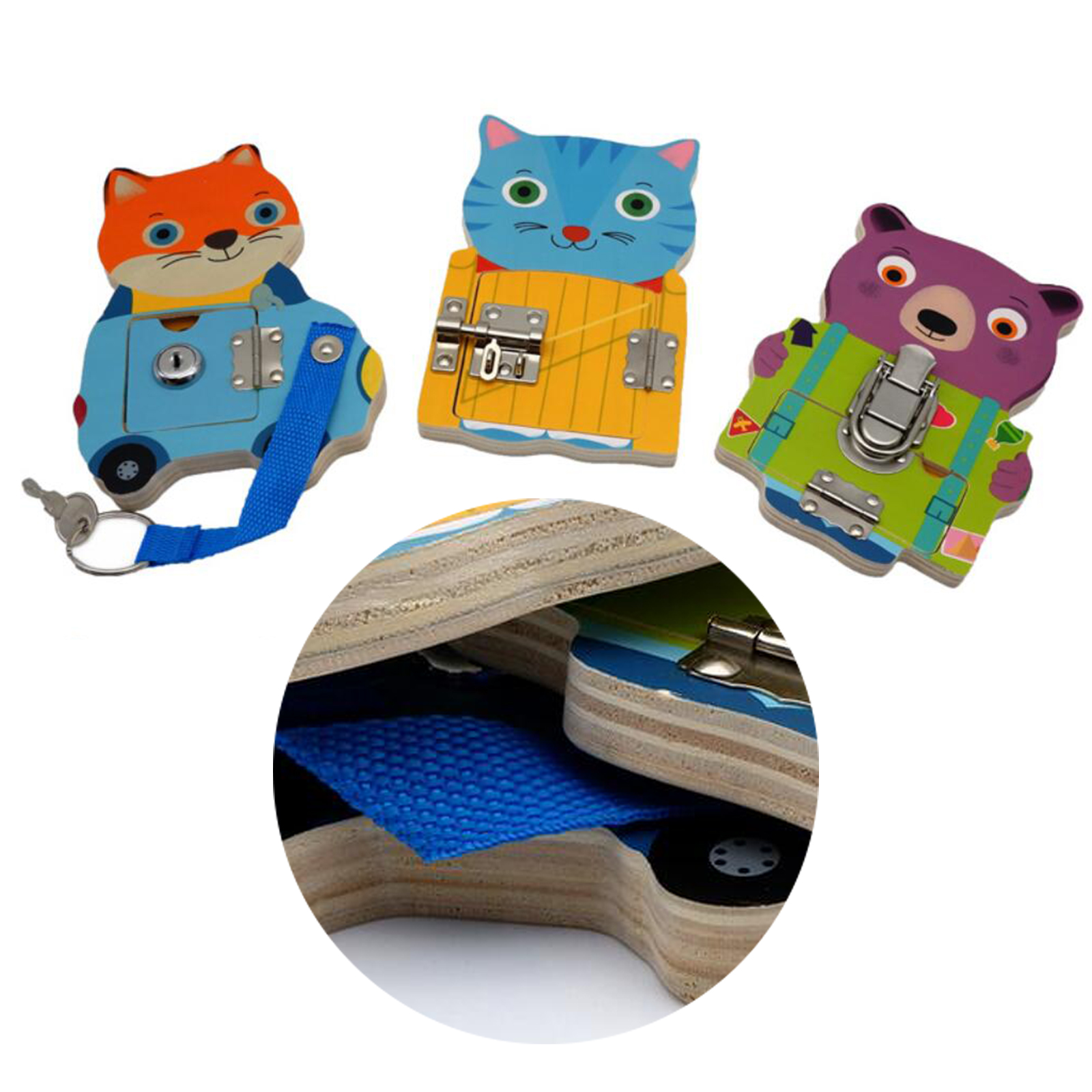 Toddler Busy Board Wooden Sensory Education Unlock Toy Fine Motor Skills Boys & Girls