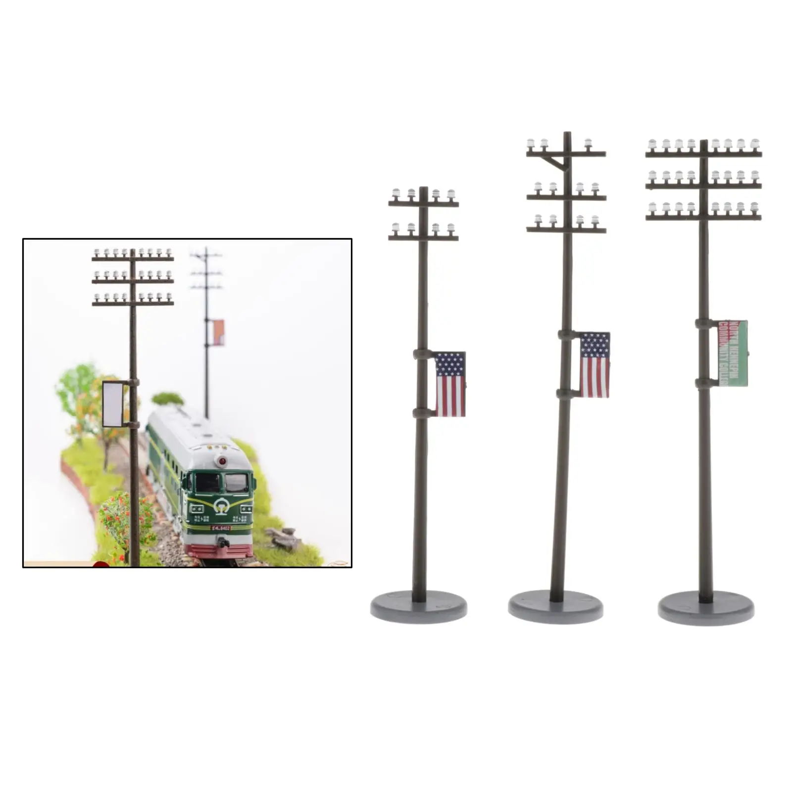 3 Pieces 1/42 Electricity Masts Telephone Mast Set LANDSCAPE Building