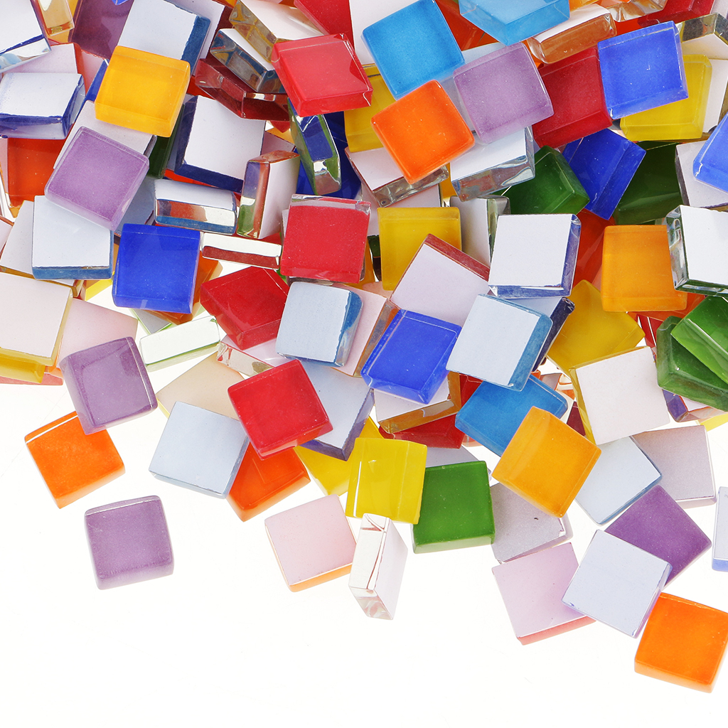 390 Piece Multicolor Square Vitreous Glass Mosaic Tiles Tessera for DIY Crafts 10x10mm